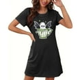 thumbnail image 4 of Sakmal Black Nightgowns for Women Lightweight Halloween Plus Size Short Loungewear Ghost Print Short Sleeve Nightgowns for Women, 4 of 5