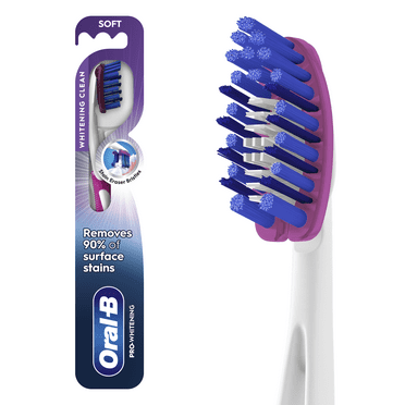 Oral-B Pro Whitening Toothbrushes, Soft, 1 Count, for Adults & Children 6 