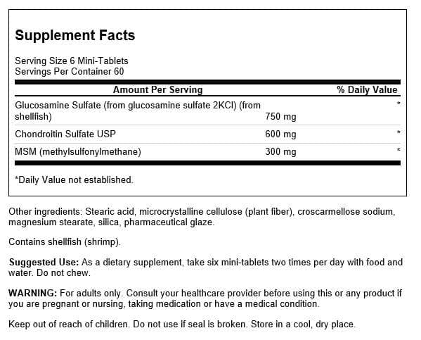 Swanson Glucosamine, Chondroitin & Msm - Mini Tabs 360 Tabs 2 Pack