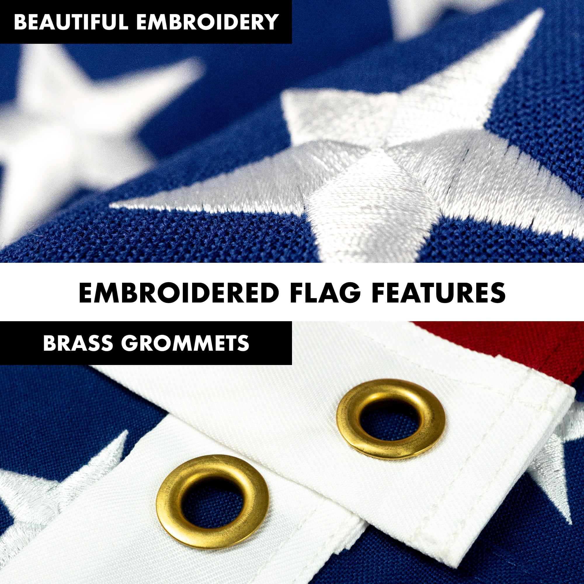 G128 - 5 Feet Tangle Free Spinning Flagpole (White) USA American Flag Brass Grommets Spun Polyester 2.5x4 ft (Flag Included) Aluminum Flag Pole