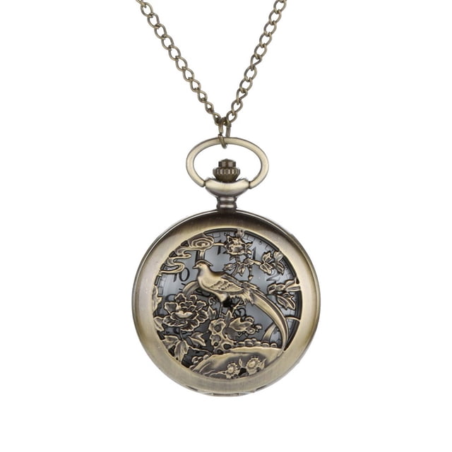 Reloj de bolsillo con números romanos de cuarzo vintage steampunk con patrón personalizado.
