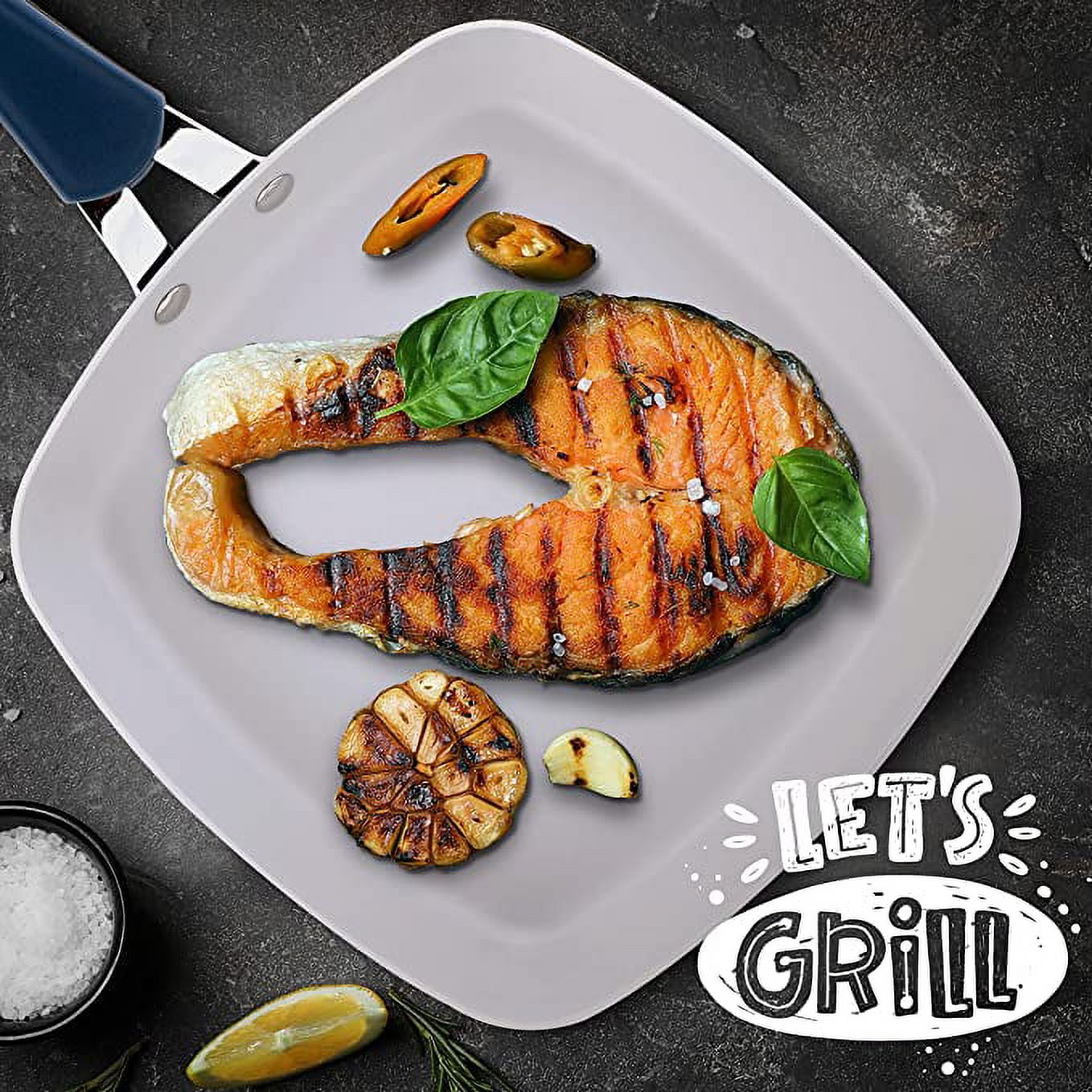 NutriChef  9.45'' Grill Pan - Non-Stick High-Qualified Kitchen Cookware