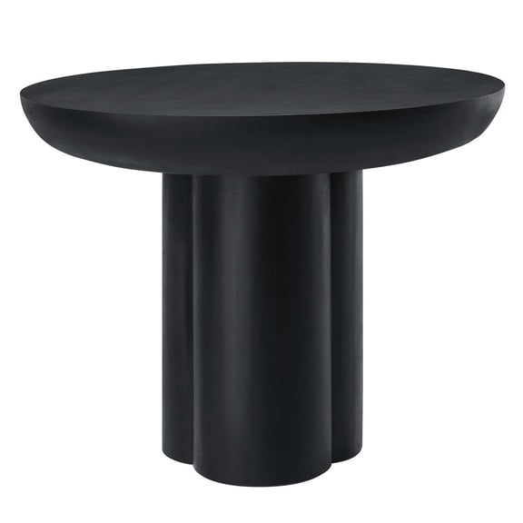 40 Inch Dining Table, Black, Wood, Concrete, Round, Kitchen Cafe Bistro Hospitality Restaurant, Modern Contemporary HB36468