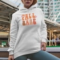 thumbnail image 2 of Fall Babe, Groovy Wavy Text Art Merch Gift, White Hooded Sweatshirt or Hoodie, Small, 2 of 5