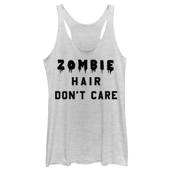 Women's Lost Gods Halloween Zombie Hair Don't Care  Racerback Tank Top White Heather X Small