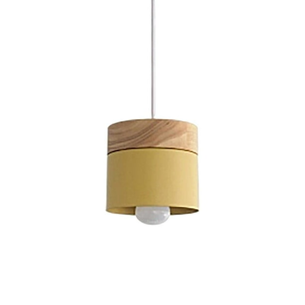 Lámpara de hierro madera industrial patrón ajustable color simple iluminación colgante para Amarillo