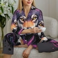 thumbnail image 6 of Picia Colorful Wolf Head A Pattern Women’s Long-Sleeve Sleepwear Set - Soft 2-Piece Loungewear with Pockets, Comfy PJs for Relaxing Nights-Small, 6 of 7