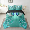 thumbnail image 2 of Erosebridal Turquoise Peacock Bed in a Bag, Vintage Flower Bed Set, Couple Animal Reversible Comforter Sets, Microfiber Room Decor, 7-Piece, 2 of 6