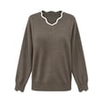 thumbnail image 4 of yillto Womens Sweater Knit V Neck Ruffled Long Sleeve Tops Soft Warm Pullover Sweaters for Fall Winter, 4 of 7