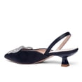 thumbnail image 3 of Zhabtuc Slingback Rhinestone Bow Heels for Women Closed Pointed Toe Kitten Pumps Slip On Stilettos Wedding Bride Dress Shoes Black Size 8.5, 3 of 8