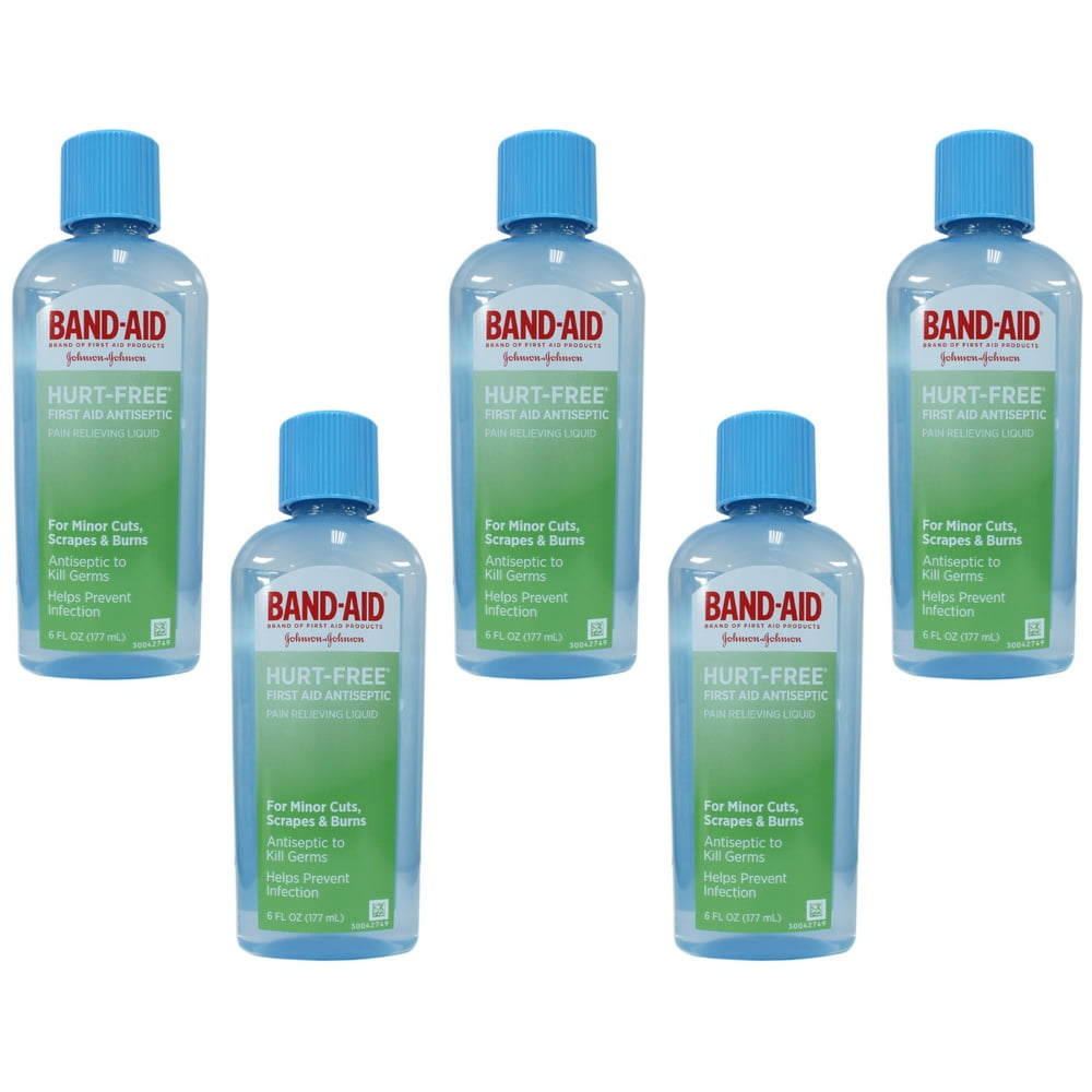 5 Pack BANDAID Brand HurtFree Liquid Antiseptic Wash 6 oz