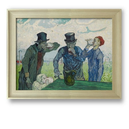 - Wall26 - The Drinkers by Vincent Van Gogh - Framed Art Print - Famous Painting Wall Decor - 16