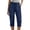 Navy, variant on Bloomae Linen Capri Pants for Women Casual Summer Drawstring Elastic Waist Baggy Bermuda Long Shorts Loose Lightweight Roll-up Hem Beach Vacation Cropped Pants with Pockets Dark Gray XXL