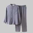 thumbnail image 2 of Birdeem Ensemble de Pyjama pour Homme, Style Décontracté, Design Contrastant, Manches Longues, Col Rond, Cardigan à Poches, Pantalon Long à Taille Élastique, Tenue d'Intérieur, Pantalon de Survêtement pour Homme, Pantalon de Pyjama pour Homme, 2 of 9