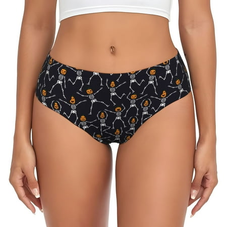 Womens Underwear - pumpkin halloween skull No Show Seamless Underwear for Women  Soft Stretch Sexy Women s Panties  Cute Hipster Ladies Panties Bikini Underwear Briefs