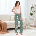 thumbnail image 5 of Dailycode Women's Pajama Pants Wide Leg Lounge Pj Bottoms With Pockets Snowmen Snow Dot Leaf, 5 of 7