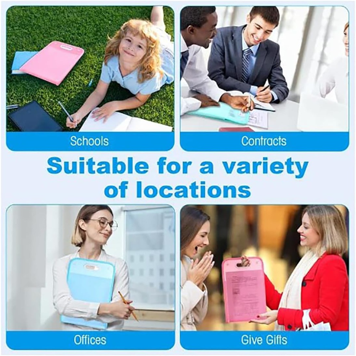 4PCS Extended Waterproof Folder, Vertical File Manager with Handle 13 Pocket A4 Multi-Page Portable Office Folders C
