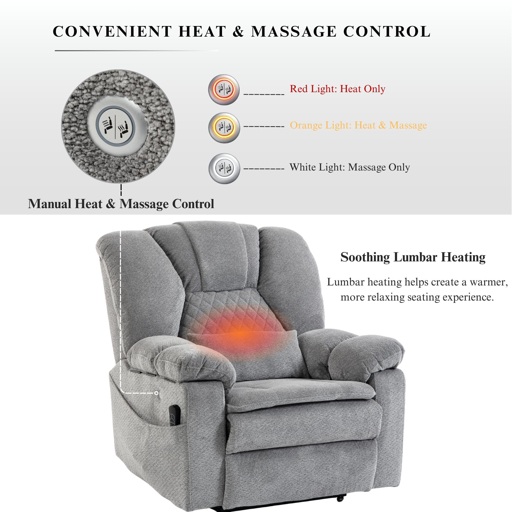 Big Man Recliner 400 lbs with Heat Air Compression Massage Oversized Power Lift Recliner Chair for Elderly Adults, Lay Flat Power Recliner with USB Type-C, Flip Arm Storage & Cup Holders
