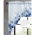 thumbnail image 2 of Blue Blooms Floral Swag Valances for Windows, Small Curtains Drapes, Spring Flowers Botanical Blue Ombre Kitchen Window Curtains Over Sink Window Treatment Valance for Bedroom/Bathroom 56"x36", 2 of 5