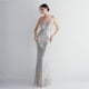 thumbnail image 1 of Posicionamiento flor condole cinturón noche lentejuelas vestido largo banquete delgado vestido de noche elegante, 1 of 6