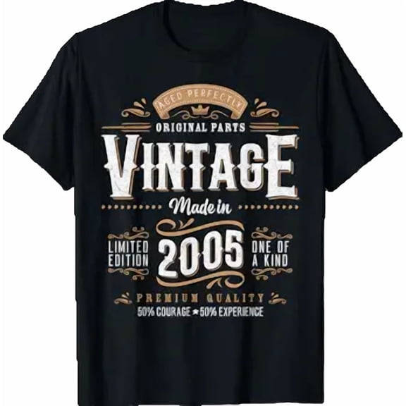 Vintage 2005 Label 21St Birthday Gift Men Women 21 Year Old Shirt BLACK Unisex S-5XL Hot Trending Shirt, Vintage Birthday Gift
