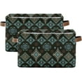 thumbnail image 2 of Storage Basket Bohemian Tile Foldable Canvas Laundry Baskets Bin Waterproof Inner Layer with Sturdy Handles for Toy Nursery Blanket Clothes 1 Pack, 2 of 7