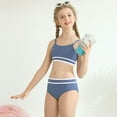 thumbnail image 3 of SILVERCELL 9-16T Girls 2 Piece Summer Ribbed Swimsuits, Teens Girls' Striped Bikinis Bathing Suit Adjustable Straps Swimwear For Beach, Swimming Pool, Spring Break, 3 of 8
