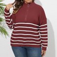 thumbnail image 4 of Gytharion Women's Quarter Zip Sweaters Loose Striped Turn Down Collar Long Sleeve Pullover Tops with Ribbed Cuffs Fashion Jumper Tops, 4 of 5