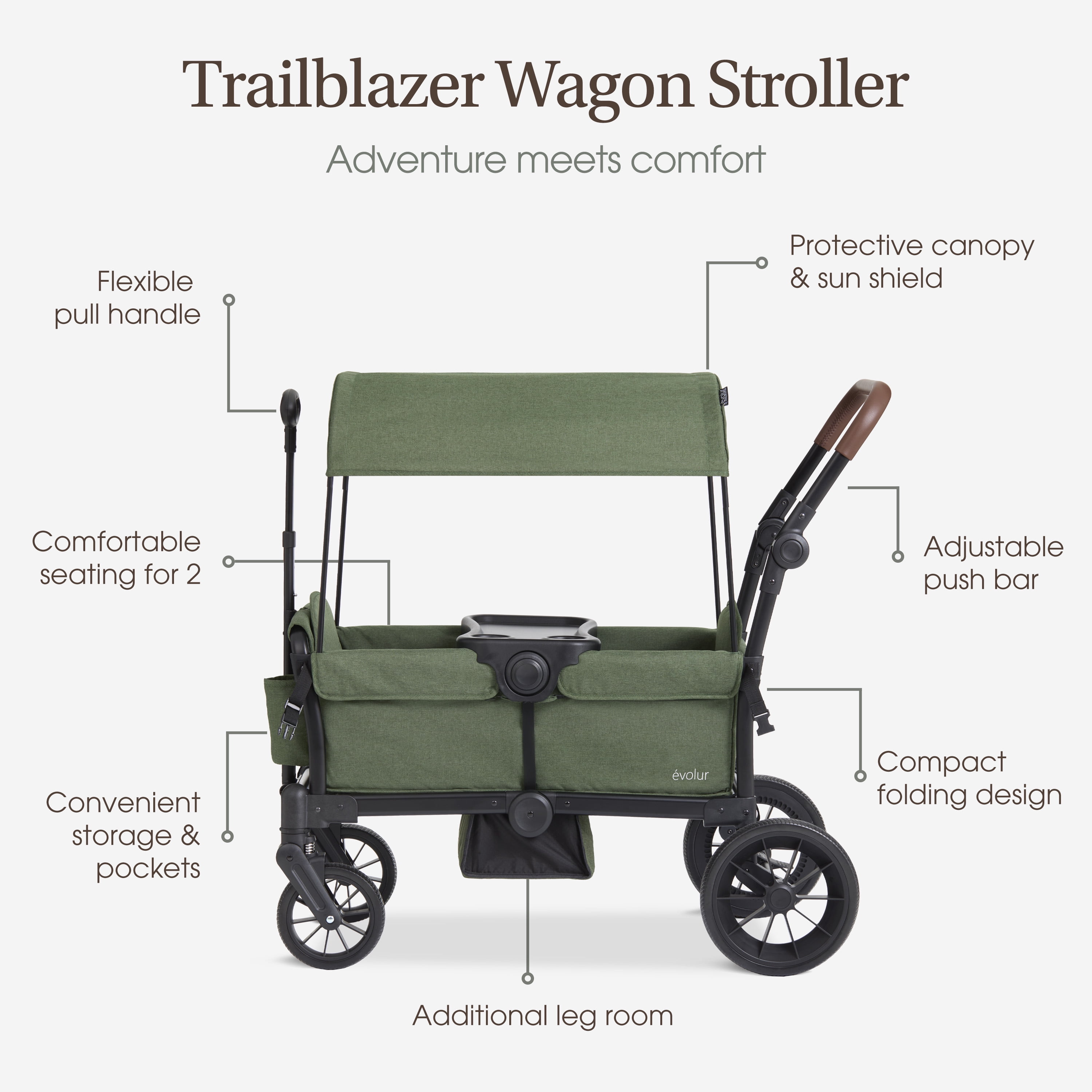 Evolur TrailBlazer Wagon Stroller, Green