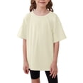 thumbnail image 4 of GiLiling Toddler T Shirts Cotton Summer Basic T Shirts Boys Girls Tee Undershirt Short Sleeve Crew Neck Shirt (Beige, 13-14 Years), 4 of 8