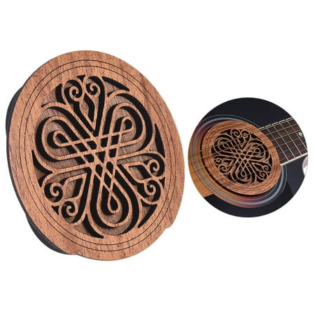 Soundhole Cover - Guitar Wooden Soundhole Sound Hole Cover Block Feedback Buffer Mahogany Wood for EQ Acoustic Folk Guitars