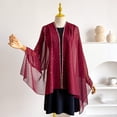thumbnail image 4 of OIOLOYJM Women's Chiffon Shawl Summer Casual Elegant Lightweight Party Wrap for Wedding & Evening Dress #Wine006, 4 of 4