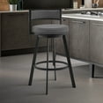 thumbnail image 5 of Roman 26" Gray Faux Leather and Black Metal Swivel Bar Stool, 5 of 8