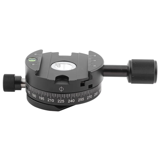 QJ01 aleación De Aluminio 360 Grados Cabeza De Trípode Panorámico Giratorio Con Nivel De Escala ARCA Abrazadera Para Fotografía Profesional Cámara DSLR Negra 60x31 Mm