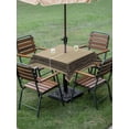 thumbnail image 3 of Outdoor Tablecloth with Umbrella Hole and Zipper, Black Brown Retro Greek Key Square Table Cloth 60x60 Inch Waterproof Tablecloth, Geometric Greece Ancient Rustic Picnic Table Cover for Patio Camping, 3 of 7