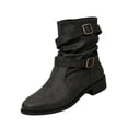 thumbnail image 3 of YOUYEDIAN Boots for Women Versatile Mid Top Loose Fashion Low Heel Comfy Boots Casual Walking Outdoor Non Slip Round Toe Shoes, 3 of 5
