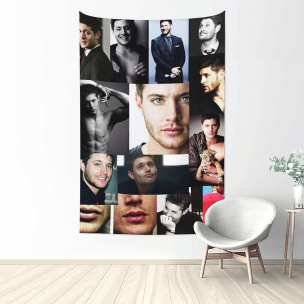 Tapiz de Jensen Ackles para dormitorio, estampado artístico para colgar en la pared, póster estético, decoración de fondo, tapices para sala de estar, dormitorio, regalo para fanáticos, 60 x 40