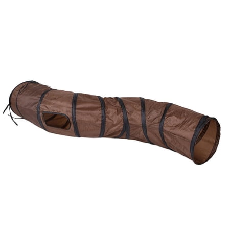 Collapsible Tube Play Tunnel Attach Holes, Cat Rabbit Ferrets, 123cm, 2 Colors Available Brown