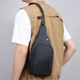 thumbnail image 6 of ROLKFUK Mens Crossbody Sling Bag 3-in-1 Chest Waist Pack Water-Resistant Oxford Cloth with Headphone Port Lightweight Small Travel Daypack Black, 6 of 6