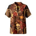 thumbnail image 4 of Short Sleeve Tops for Women Stand‑Collar V‑Neck Short‑Sleeve Loose‑Fit Printed Blouse Lightweight Fashion Outfits Clothes L, 4 of 4