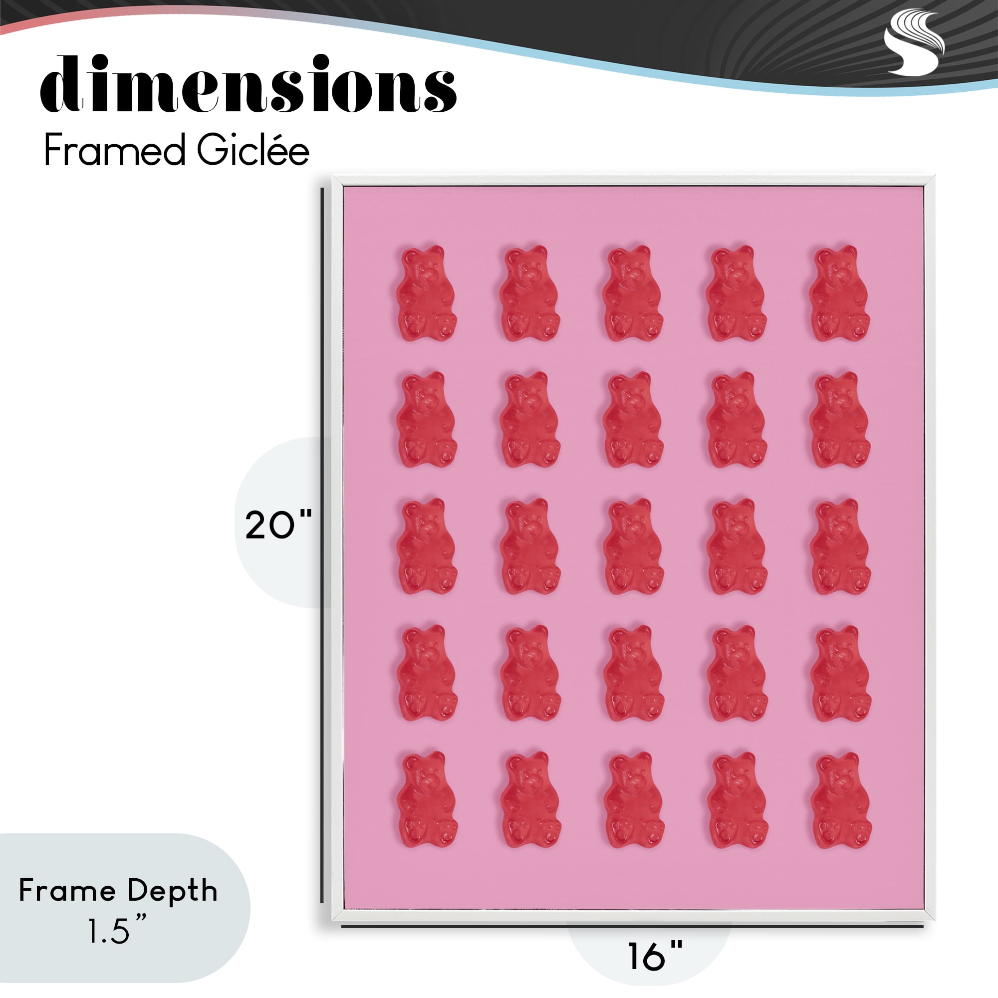 Stupell Industries Red Gummy Bears on Pink White Framed Giclee Art, design by LISH Creative