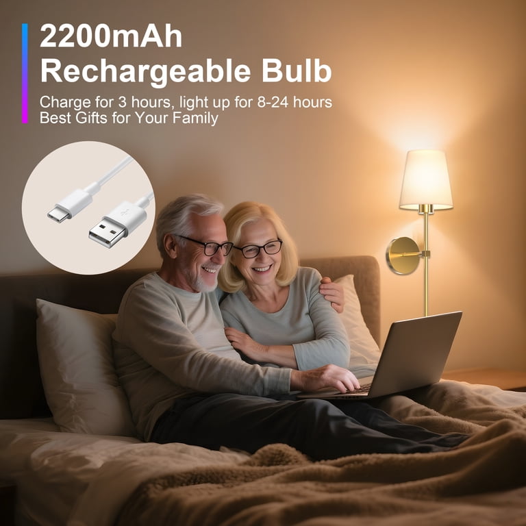 DAYBETTER Rechargeable RGB Wall Sconce Set of 2 photo 6