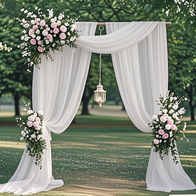 Tela de Gasa Transparente para Arco de Boda, Decoración de Arco de Boda (Blanca, 1 Panel)