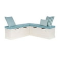 thumbnail image 2 of Linon Romero Backless Corner Nook with Storage, 5-Piece Cushion Set, White/Seafoam, 2 of 11