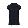 thumbnail image 4 of Timegard Eyelet Tops for Women Lapel V-Neck Button down Cap Sleeve Blouse Casual Long Shirts Tank Tops, 4 of 5