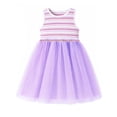 thumbnail image 3 of HILEELANG 2-7 Toddler Little Girls Tulle Dress Lavender Sleeveless Ribbed Stripe Top Spring Summer 7 Years, 3 of 11