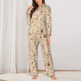 thumbnail image 2 of Pajama Sets for Women 2 Pcs, Coffee Time Button Down Long Sleeve Sleepwear Lounge PJ Sets, 2 of 6