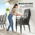 thumbnail image 3 of 9-Piece Outdoor Dining Set with Tempered Glass Table & 8 Stackable Mesh Chairs, Powder-Coated Steel Frame Patio Furniture for Backyard, Garden, BBQ, Dark Grey, 3 of 7