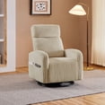 thumbnail image 2 of Yaheetech Corduroy Swivel Glider Chair Rocking Chair for Living Room, Khaki, 2 of 9