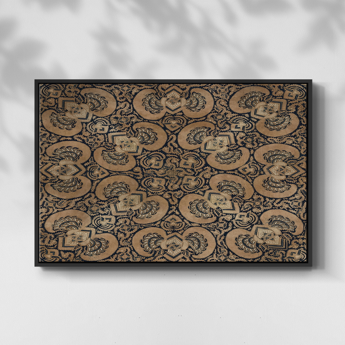 Vintage Abstract Print-III Framed in Black Wood Gallery Wrapped Canvas 25 in. x 37 in.